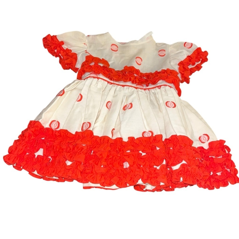 Red cream polka dot ruffles boutique Valentine’s Day baby girl dress 9 - 12 m